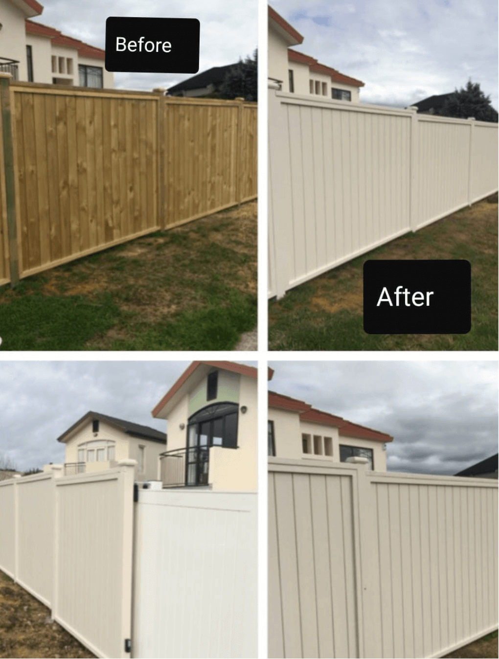 Fence painting before and after photos